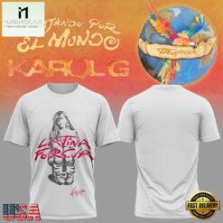 Karol G VIAJANDO POR EL MUNDO TROPITOUR White T Shirt , Music Fans 3D T Shirt Karol G Viajando Por EL Mundo Tropitour White T Shirt