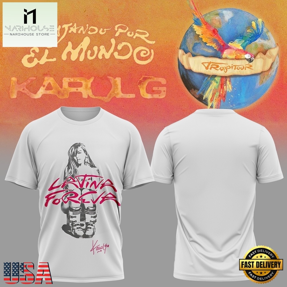 Karol G VIAJANDO POR EL MUNDO TROPITOUR White T Shirt , Music Fans 3D T Shirt Karol G VIAJANDO POR EL MUNDO TROPITOUR White T Shirt , Music Fans 3D T Shirt