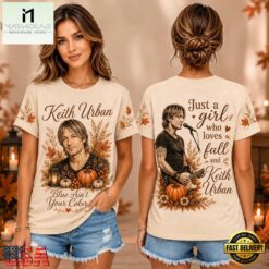 Keith Urban Autumn Portrait Pumpkin Motif Unisex 3D Shirt , Music Fans 3D T Shirt Keith Urban Autumn Portrait Pumpkin Motif Unisex 3D Shirt