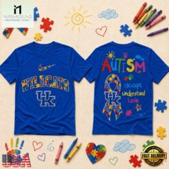 Kentucky Wildcats NCAA Autism Awareness Puzzle Ribbon T Shirt , NCAA College 3D Shirt Kentucky Wildcats Ncaa Autism Awareness Puzzle Ribbon T Shirt