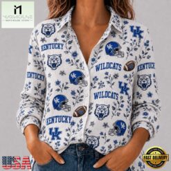 Kentucky Wildcats NCAA College Spirit Blossoms Women Casual Shirt, CAA Women Team Shirt Kentucky Wildcats Ncaa College Spirit Blossoms Women Casual Shirt