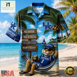 Kentucky Wildcats NCAA No Work No Stress Hawaiian Shirt , Trendy NCAA Hawaiian Kentucky Wildcats Ncaa NO Work NO Stress Hawaiian Shirt