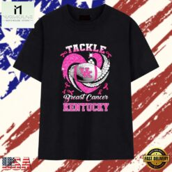 Kentucky Wildcats UK tackle breast cancer football T Shirt, Stylish 2D Graphic Shirt Kentucky Wildcats UK Tackle Breast Cancer Football T Shirt