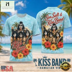 Kiss Band Hawaiian Vibes Tropical Floral Portrait 2026 3D Shirt , Popular 3D Music Tee Kiss Band Hawaiian Vibes Tropical Floral Portrait 2026 3D Shirt
