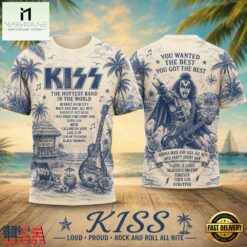 KISS Palm Tree Retro Tour Poster 2026 Vintage 3D Shirt , Popular 3D Music Tee Kiss Palm Tree Retro Tour Poster 2026 Vintage 3D Shirt