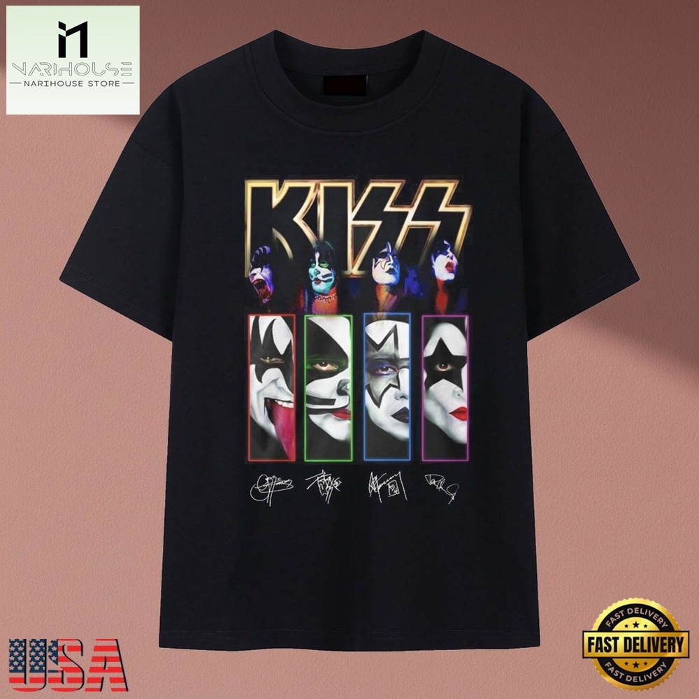 KISS Rock Band Portrait Graphic Signatures Vintage Music T Shirt, Music Fan 2D Shirt KISS Rock Band Portrait Graphic Signatures Vintage Music T Shirt, Music Fan 2D Shirt