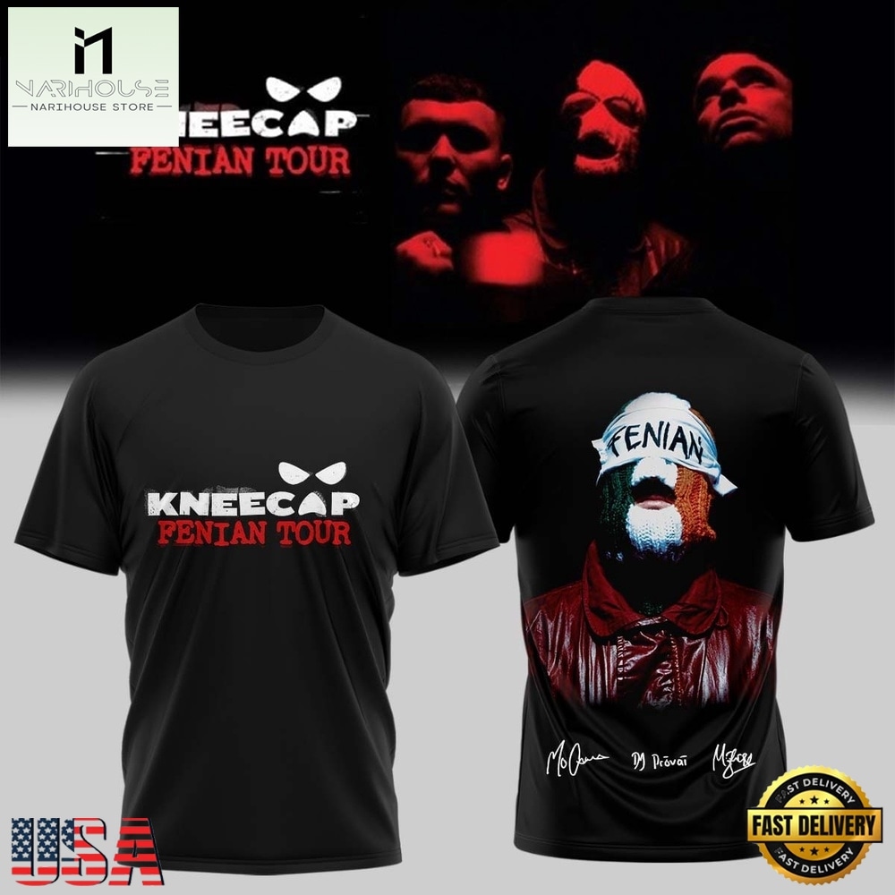 KNEECAP FENIAN TOUR Signature 2026 T Shirt , Popular 3D Music Tee KNEECAP FENIAN TOUR Signature 2026 T Shirt , Popular 3D Music Tee