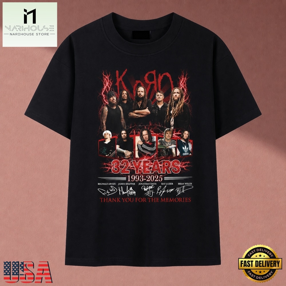 Korn Band 32 Years 1993 2025 Thank You For The Memories T Shirt, Music Fan 2D Shirt Korn Band 32 Years 1993 2025 Thank You For The Memories T Shirt, Music Fan 2D Shirt