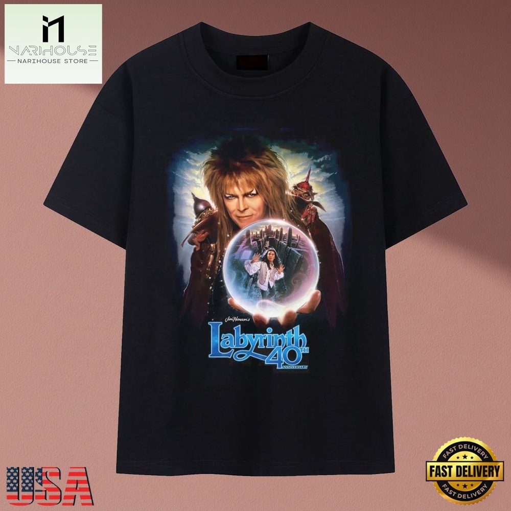 Labyrinth Movie 40th Anniversary Jareth David Bowie Crystal Ball T Shirt, Music Fan 2D Shirt Labyrinth Movie 40th Anniversary Jareth David Bowie Crystal Ball T Shirt, Music Fan 2D Shirt