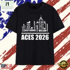 Las Vegas Aces 2026 Typography Skyline Fan T Shirt , Stylish 2D Graphic Shirt Las Vegas Aces 2026 Typography Skyline Fan T Shirt