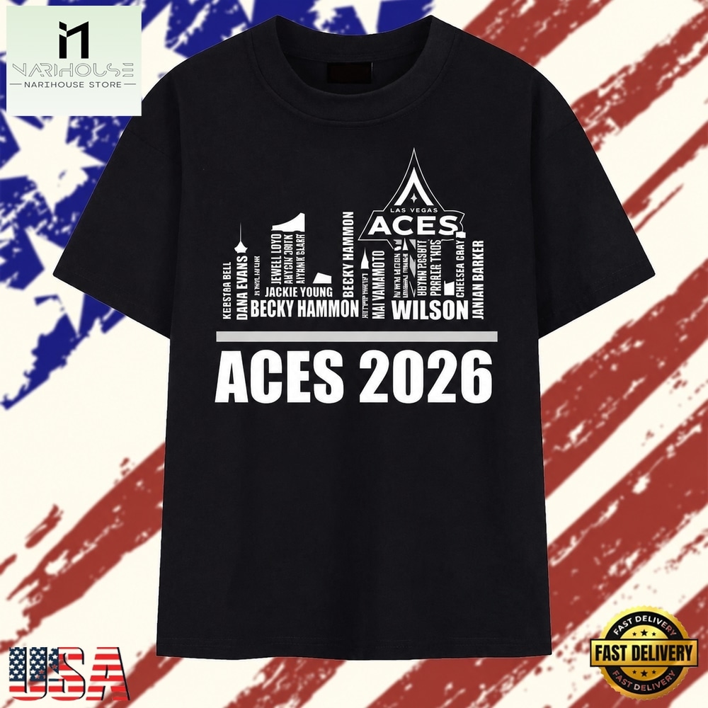 Las Vegas Aces 2026 Typography Skyline Fan T Shirt , Stylish 2D Graphic Shirt Las Vegas Aces 2026 Typography Skyline Fan T Shirt , Stylish 2D Graphic Shirt