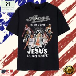 Las Vegas Aces In My Veins Jesus In My Heart Signatures WNBA 2026 T Shirt , Stylish 2D Graphic Shirt Las Vegas Aces IN MY Veins Jesus IN MY Heart Signatures Wnba 2026 T Shirt