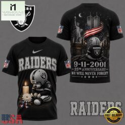Las Vegas Raiders NFL 9 11 25th Anniversary Never Forget Memorial 3D T Shirt, NFL Sporty Shirt Las Vegas Raiders Nfl 9 11 25th Anniversary Never Forget Memorial 3D T Shirt