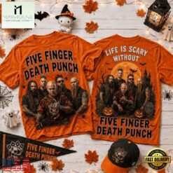 Life Is Scary Without Five Finger Death Punch Halloween 2026 3D Shirt , Popular 3D Music Tee Life IS Scary Without Five Finger Death Punch Halloween 2026 3D Shirt