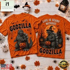 Life Is Scary Without Godzilla Halloween 2026 3D Shirt , Popular 3D Music Tee Life IS Scary Without Godzilla Halloween 2026 3D Shirt