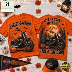 Life Is Scary Without Harley Davidson Halloween T Shirt , Popular 3D Music Tee Life IS Scary Without Harley Davidson Halloween T Shirt