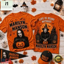 Life Is Scary Without Marilyn Manson Halloween 2026 3D Shirt , Popular 3D Music Tee Life IS Scary Without Marilyn Manson Halloween 2026 3D Shirt
