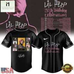 Lil Peep 30th Birthday Celebration Graphic Signature Baseball Jersey, Concert Baseball Jersey Lil Peep 30th Birthday Celebration Graphic Signature Baseball Jersey