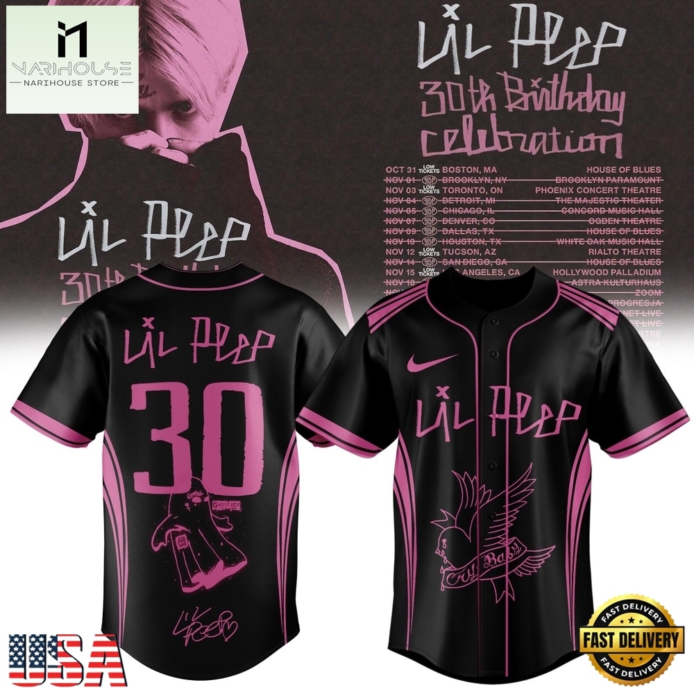 Lil Peep 30th Birthday Celebration Limited Edition Signature Black Baseball Jersey, Concert Baseball Jersey Lil Peep 30th Birthday Celebration Limited Edition Signature Black Baseball Jersey, Concert Baseball Jersey