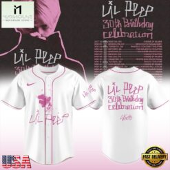 Lil Peep 30th Birthday Celebration Limited Edition Signature White Baseball Jersey, Concert Baseball Jersey Lil Peep 30th Birthday Celebration Limited Edition Signature White Baseball Jersey