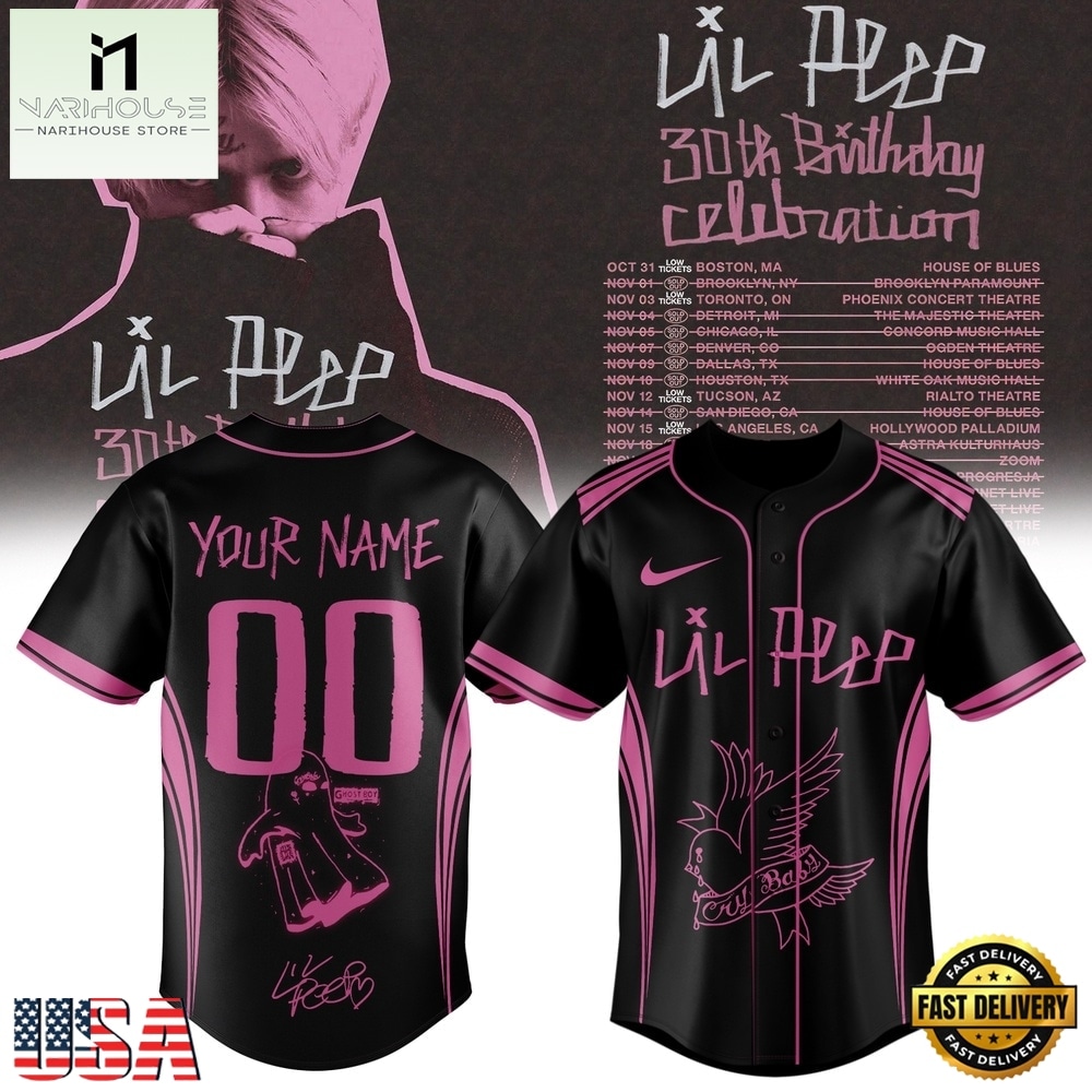 Lil Peep 30th Birthday Celebration Signature Custom Baseball Jersey, Concert Baseball Jersey Lil Peep 30th Birthday Celebration Signature Custom Baseball Jersey, Concert Baseball Jersey