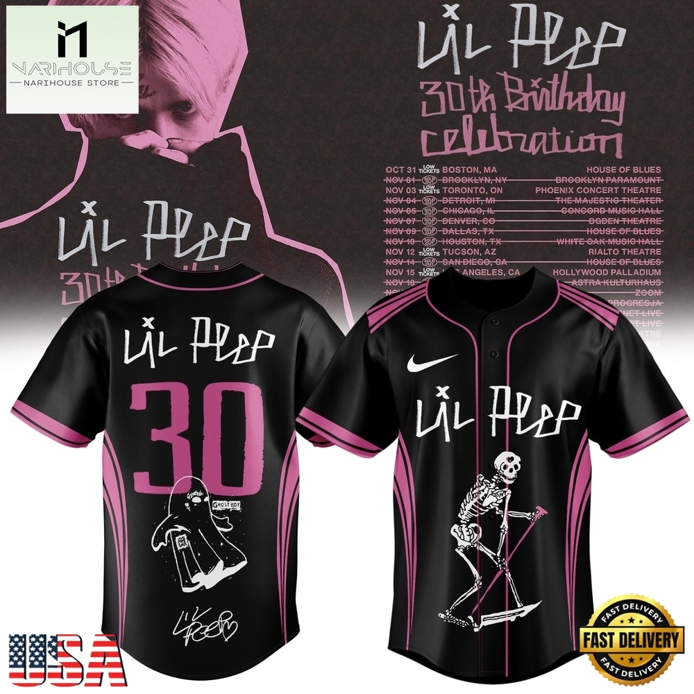 Lil Peep 30th Birthday Celebration Signature New Design Baseball Jersey, Concert Baseball Jersey Lil Peep 30th Birthday Celebration Signature New Design Baseball Jersey, Concert Baseball Jersey