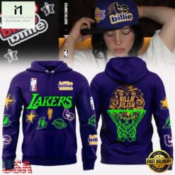 Limited Edition Los Angeles Lakers x Billie Eilish Purple Hoodie, Popular 3D Music Tee Limited Edition Los Angeles Lakers X Billie Eilish Purple Hoodie