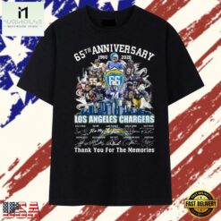 Los Angeles Chargers 65th Anniversary 1960 2025 Legends Signatures T Shirt, Stylish 2D Graphic Shirt Los Angeles Chargers 65th Anniversary 1960 2025 Legends Signatures T Shirt