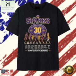 Los Angeles Sparks 30th Season 1997 2026 Signatures WNBA T Shirt , Stylish 2D Graphic Shirt Los Angeles Sparks 30th Season 1997 2026 Signatures Wnba T Shirt