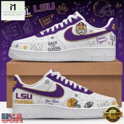 LSU Tigers 2026 NCAA Football Back To School Air Force 1 Shoes Sneakers , Sporty Sneakers Shoes Lsu Tigers 2026 Ncaa Football Back TO School Air Force 1 Shoes Sneakers