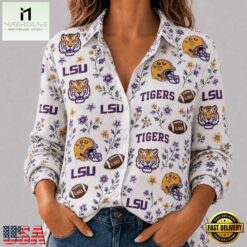 LSU Tigers NCAA College Spirit Blossoms Women Casual Shirt, CAA Women Team Shirt Lsu Tigers Ncaa College Spirit Blossoms Women Casual Shirt