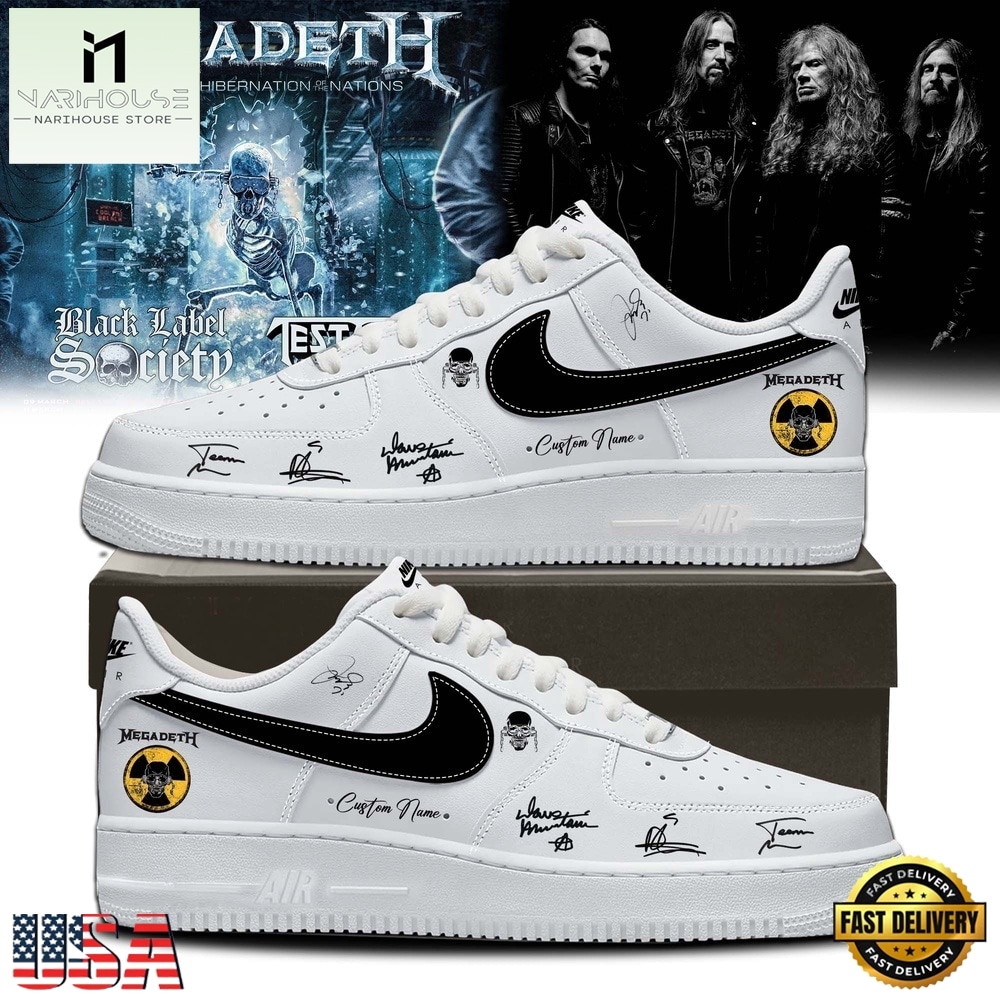 Megadeth 2026 Signed White Air Force 1 Shoes Sneaker Megadeth 2026 Signed White Air Force 1 Shoes Sneaker