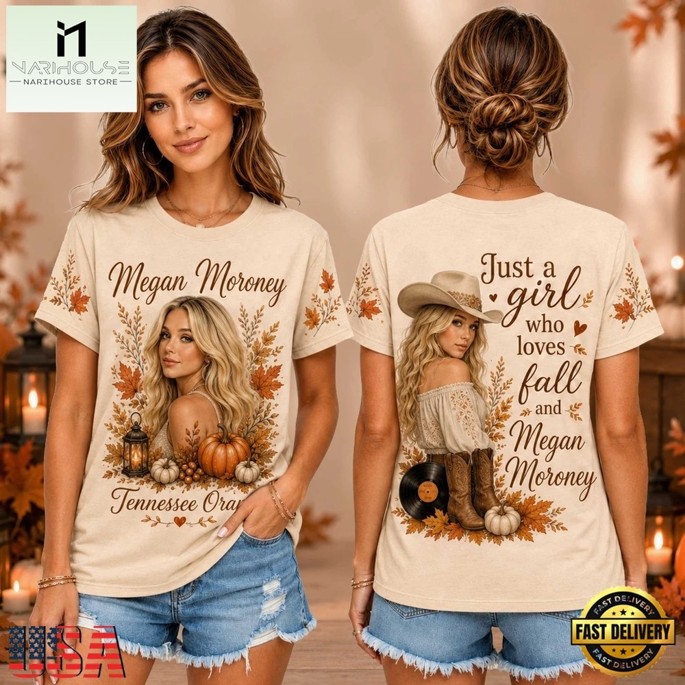 Megan Moroney Autumn Leaves Pumpkin Portrait Unisex 3D Shirt , Music Fans 3D T Shirt Megan Moroney Autumn Leaves Pumpkin Portrait Unisex 3D Shirt , Music Fans 3D T Shirt