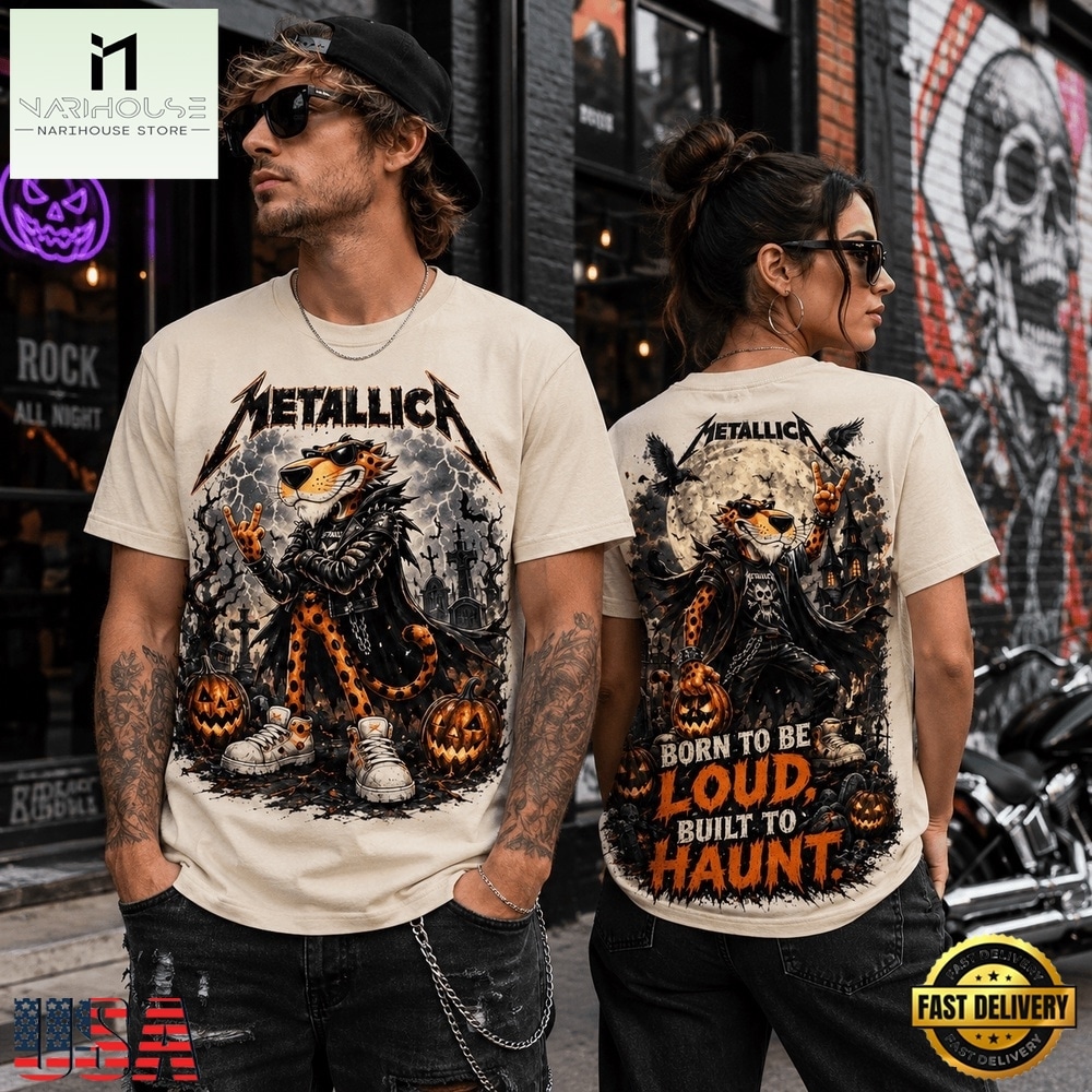 Metallica Chester Cheetah Haunted Riffs Halloween 3D Shirt, Popular 3D Music Tee Metallica Chester Cheetah Haunted Riffs Halloween 3D Shirt, Popular 3D Music Tee