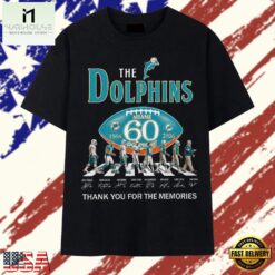 Miami Dolphins 60th Anniversary 1966 2026 Abbey Road Signatures T Shirt , Stylish 2D Graphic Shirt Miami Dolphins 60th Anniversary 1966 2026 Abbey Road Signatures T Shirt