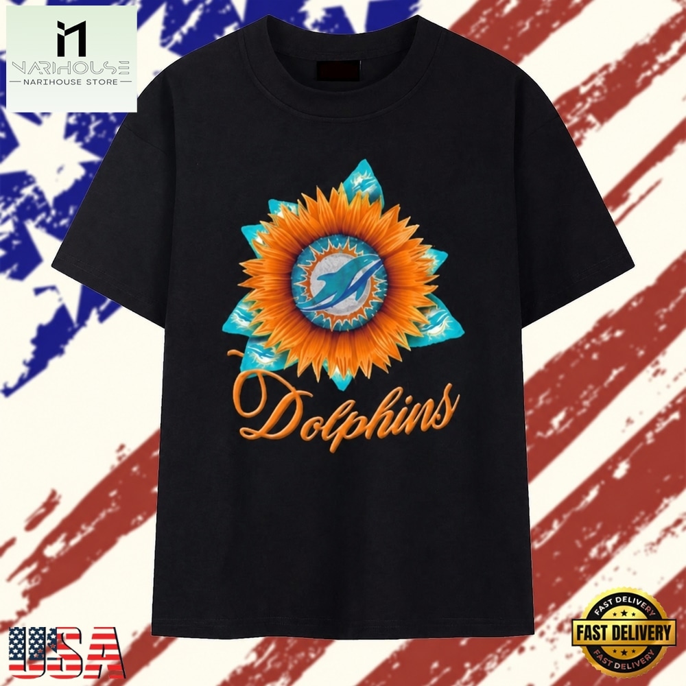 Miami Dolphins Football X Sunflower Graphic T Shirt , Stylish 2D Graphic Shirt Miami Dolphins Football X Sunflower Graphic T Shirt , Stylish 2D Graphic Shirt