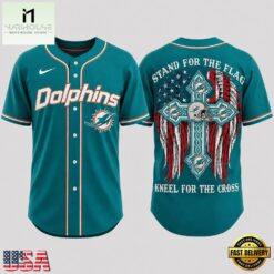 Miami Dolphins NFL Stand For The Flag Kneel For The Cross Baseball Jersey Shirt , NFL Game Day Jersey Miami Dolphins Nfl Stand For The Flag Kneel For The Cross Baseball Jersey Shirt