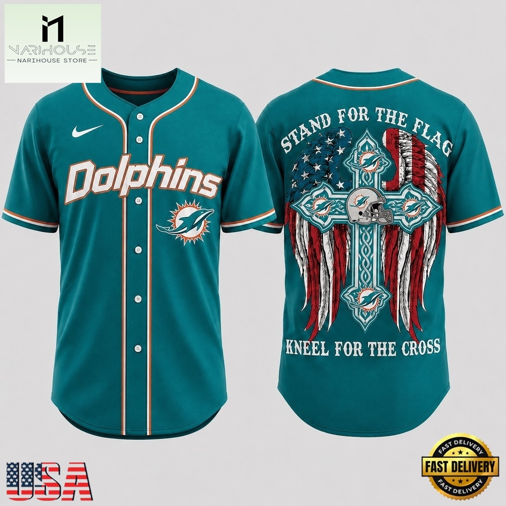 Miami Dolphins NFL Stand For The Flag Kneel For The Cross Baseball Jersey Shirt , NFL Game Day Jersey Miami Dolphins NFL Stand For The Flag Kneel For The Cross Baseball Jersey Shirt , NFL Game Day Jersey