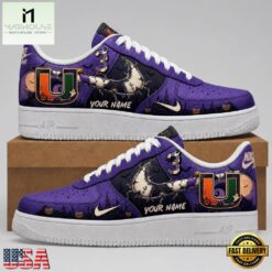 Miami Hurricanes 2026 NCAA Haunted Moon Halloween Custom Air Force 1 Shoes Sneakers , Sporty Sneakers Shoes Miami Hurricanes 2026 Ncaa Haunted Moon Halloween Custom Air Force 1 Shoes Sneakers