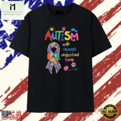 Miami Hurricanes Autism Awareness Accept Understand Love ribbon T Shirt , Stylish 2D Graphic Shirt Miami Hurricanes Autism Awareness Accept Understand Love Ribbon T Shirt