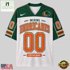 Miami Hurricanes NCAA College Team Pride Personalized Football jersey, NCAA Football Fan Jersey Miami Hurricanes Ncaa College Team Pride Personalized Football Jersey