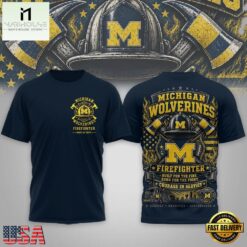 Michigan Wolverines 2026 NCAA Firefighter Built for the Fire 3D Shirt , NCAA College 3D Shirt Michigan Wolverines 2026 Ncaa Firefighter Built For The Fire 3D Shirt