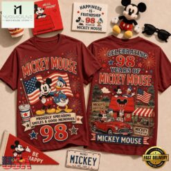 Mickey Mouse 98th Anniversary Patriotic Memories Graphic Shirt , Popular 3D Music Tee Mickey Mouse 98th Anniversary Patriotic Memories Graphic Shirt