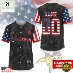 Minnesota Vikings NFL American Pride Custom Baseball Jersey Shirt , NFL Game Day Jersey Minnesota Vikings Nfl American Pride Custom Baseball Jersey Shirt