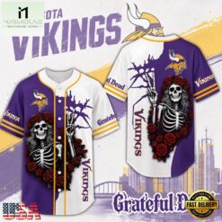 Minnesota Vikings NFL Game Day Grateful Dead Baseball Jersey Shirt, NFL Game Day Jersey Minnesota Vikings Nfl Game Day Grateful Dead Baseball Jersey Shirt
