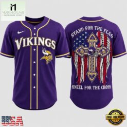 Minnesota Vikings NFL Stand For The Flag Kneel For The Cross Baseball Jersey Shirt , NFL Game Day Jersey Minnesota Vikings Nfl Stand For The Flag Kneel For The Cross Baseball Jersey Shirt