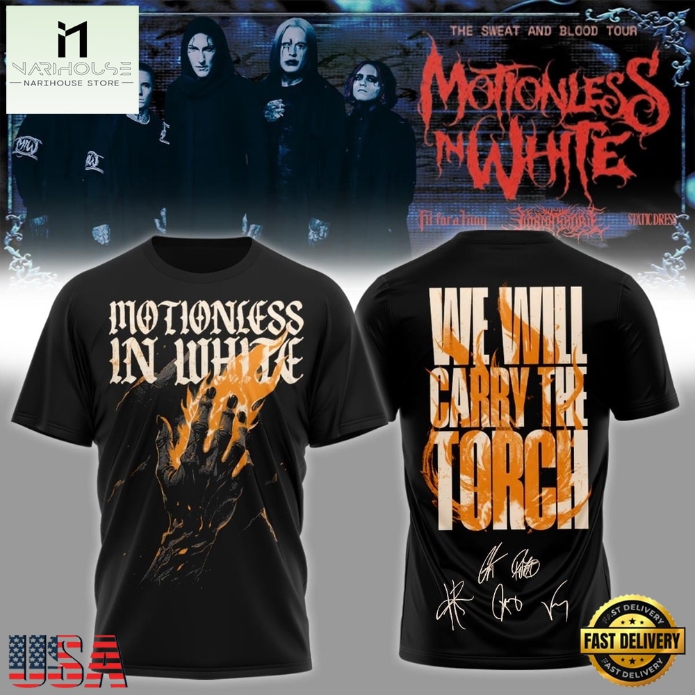Motionless In White The Sweat And Blood Tour Signed 2026 New Design T Shirt , Popular 3D Music Tee Motionless In White The Sweat And Blood Tour Signed 2026 New Design T Shirt , Popular 3D Music Tee