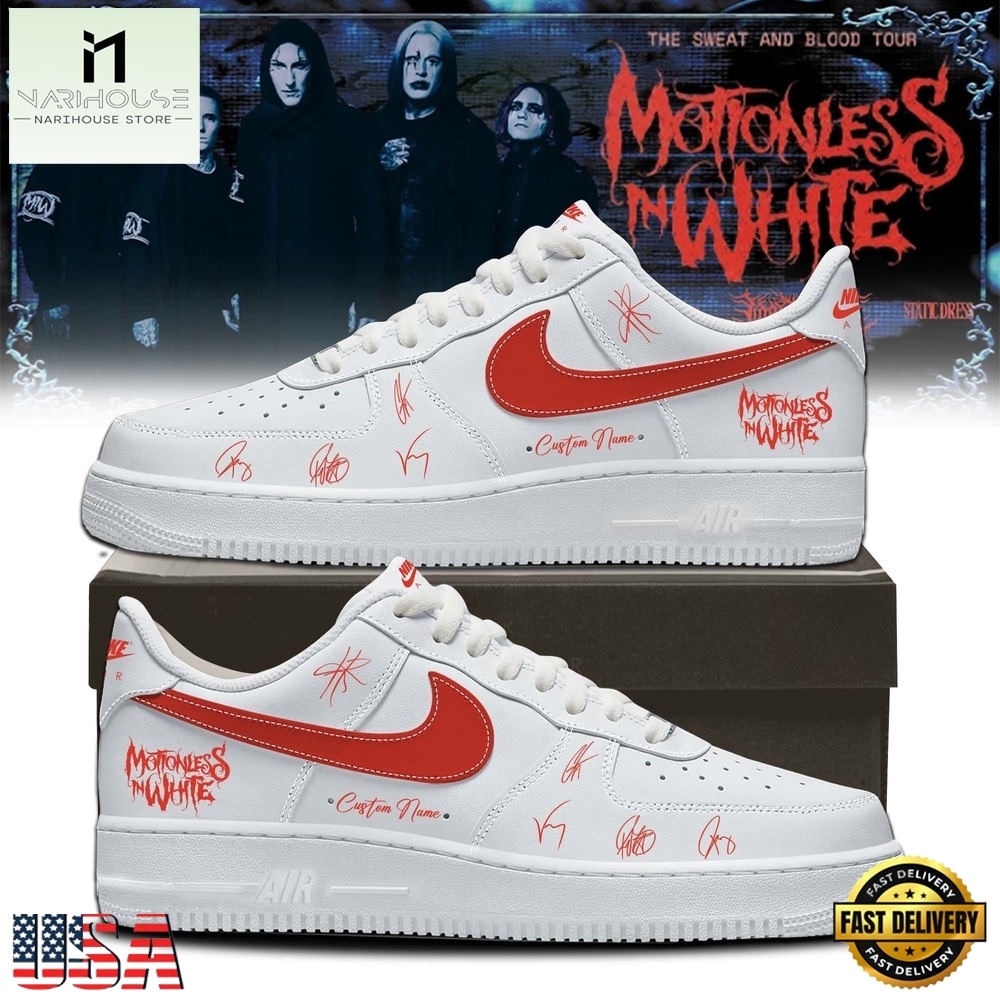 Motionless In White The Sweat And Blood Tour Signed 2026 White Air Force 1 Shoes Sneakers Motionless In White The Sweat And Blood Tour Signed 2026 White Air Force 1 Shoes Sneakers