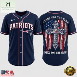New England Patriots NFL Stand For The Flag Kneel For The Cross Baseball Jersey Shirt , NFL Game Day Jersey New England Patriots Nfl Stand For The Flag Kneel For The Cross Baseball Jersey Shirt
