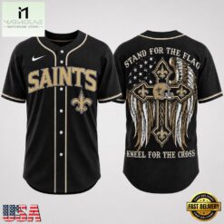 New Orleans Saints NFL Stand For The Flag Kneel For The Cross Baseball Jersey Shirt , NFL Game Day Jersey New Orleans Saints Nfl Stand For The Flag Kneel For The Cross Baseball Jersey Shirt